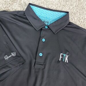 NVR LND Mens Large Solid Black Performance Stretch Golf Polo Short Sleeve